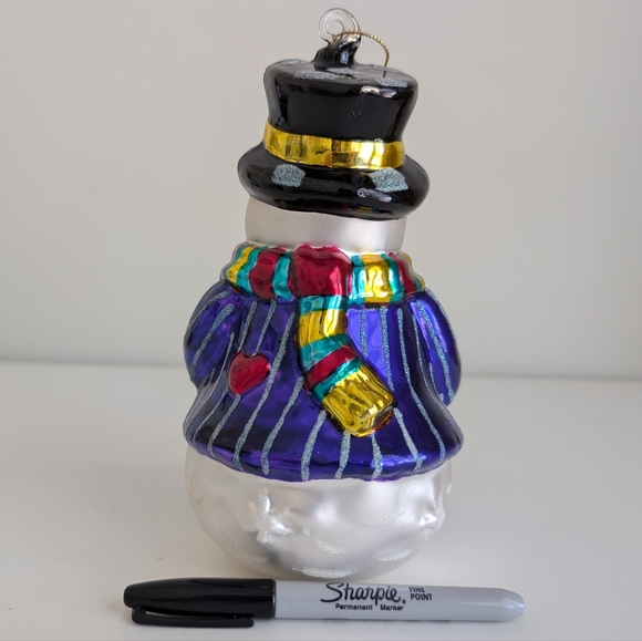 Vintage Extra Large 9" Glass Snowman Ornament European Christmas XL - Picture 7 of 16